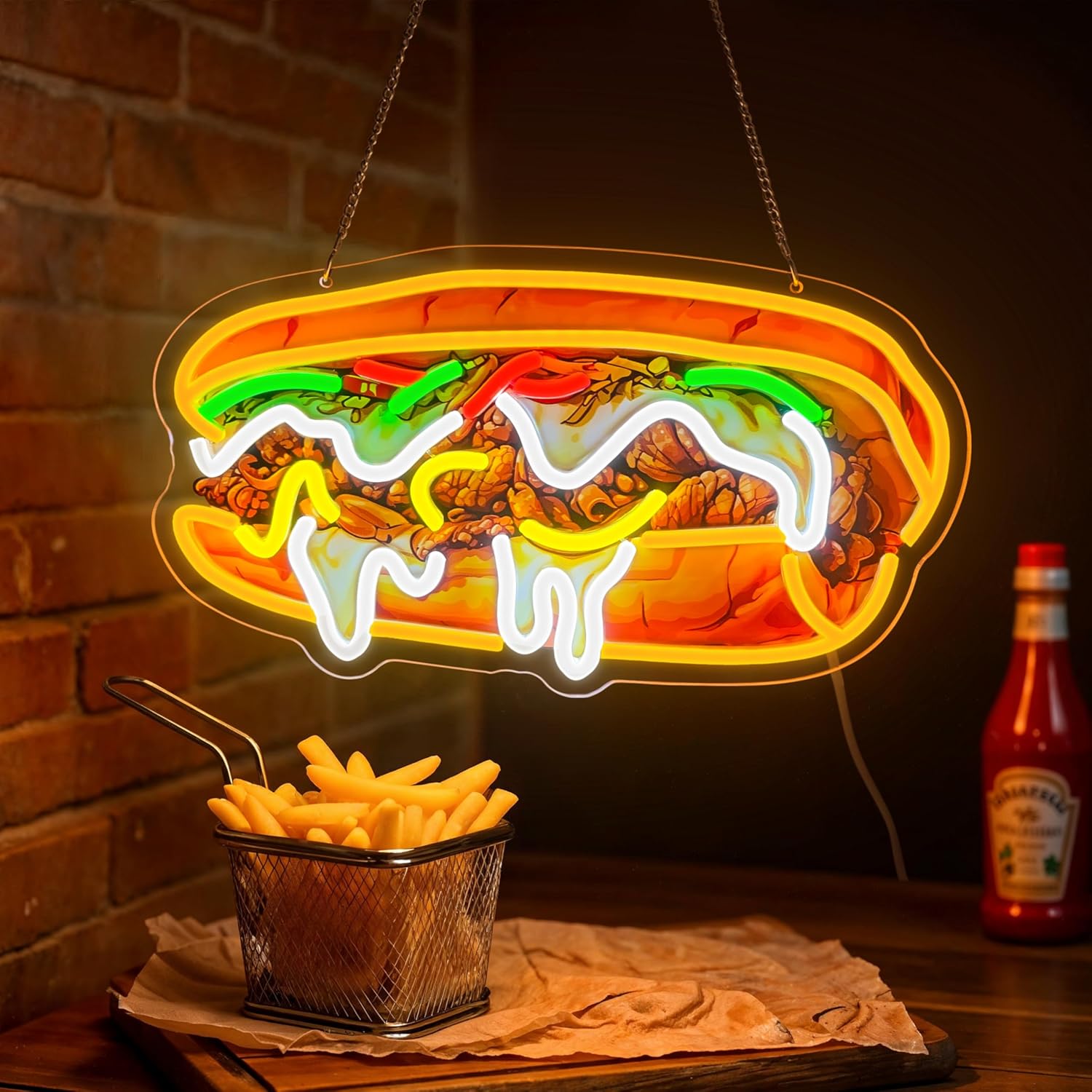 Outdoor Lighting Vendor - Philly Cheesesteak Neon Tabela USB Güçlü