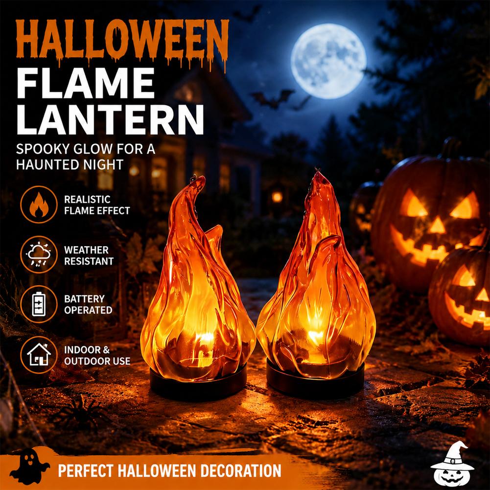 Outdoor Lighting For Patio - Güneş Enerjili Alev Efektli Asılı Fener